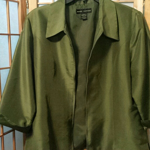 Silk Anne Carson Green Blazer sz Large - Picture 5 of 7